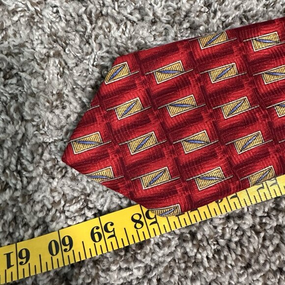 Vintage Robert Talbott Red Black Geometric Print Men’s Silk Tie Made In‎ USA - Picture 7 of 7